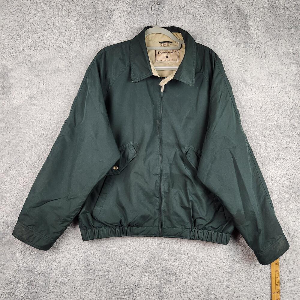 Vintage Dunbrooke Jacket Mens XL Green Bomber Zip Lined Outdoor Golf Old Money